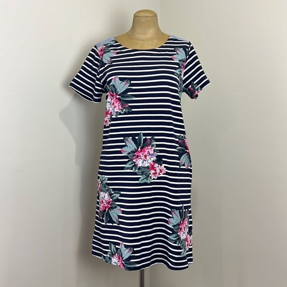JOULES | Short Sleeve Stripe/Floral Chambray Dress - Picture 1 of 6